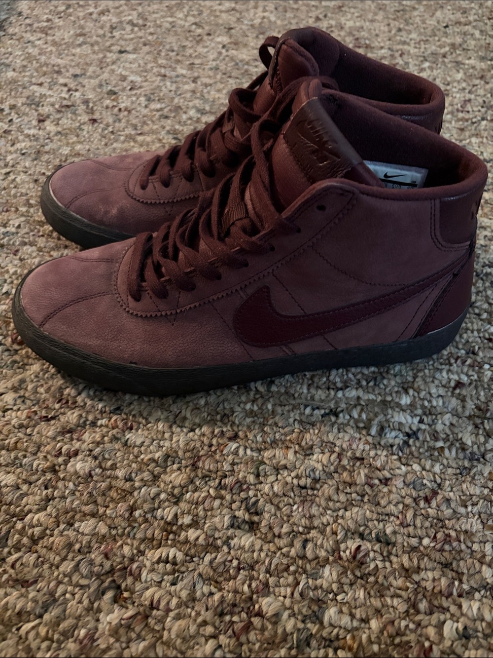 Nike Bruin Women’s High-Top Premium SB Burgundy Crush Suede Sneakers